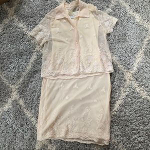 M. Kalan 3-Peice Vintage Mesh Lace Cream Set